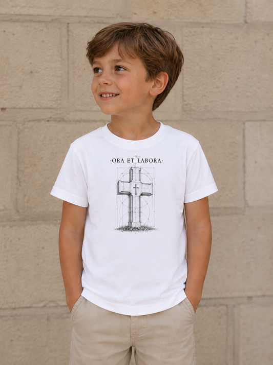T-shirt enfant Ora et Labora – Blanc